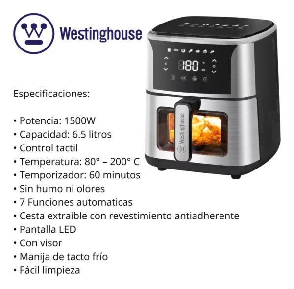 Freidora De Aire 6,5 Lit Digital Westinghouse 1500w Wkaf508