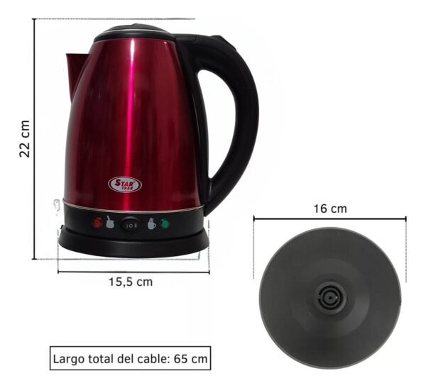 Pava Jarra Eléctrica Startrak Roja Aceroinox Corte Mate 1.8L