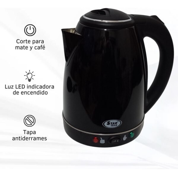 Pava Jarra Eléctrica Startrak Negra Aceroinox Corte Mate 1.8