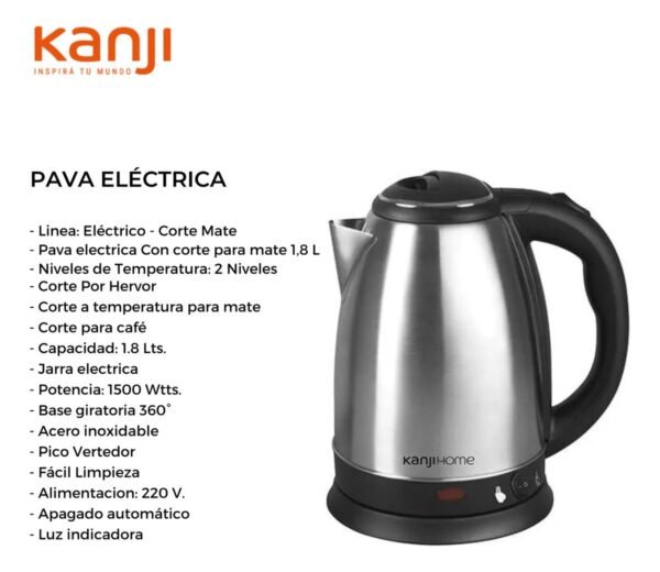 Pava Eléctrica Matera Kanji Kjh-pe15002m 1500w 1.8 con Corte mate