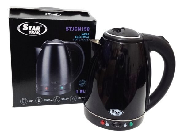 Pava Jarra Eléctrica Startrak Negra Aceroinox Corte Mate 1.8