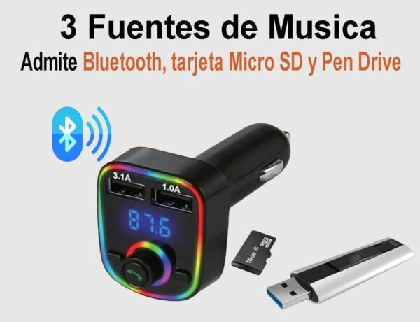 Transmisor Receptor Bluetooth Fm Usb Sd Cargador Manos Libre